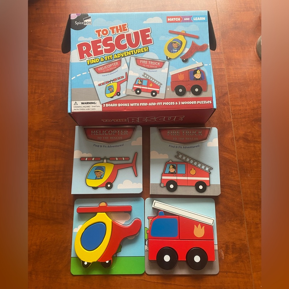 To The Rescue! Kids Find & Fit Helicopter & Firetruck Puzzle Set Board Books